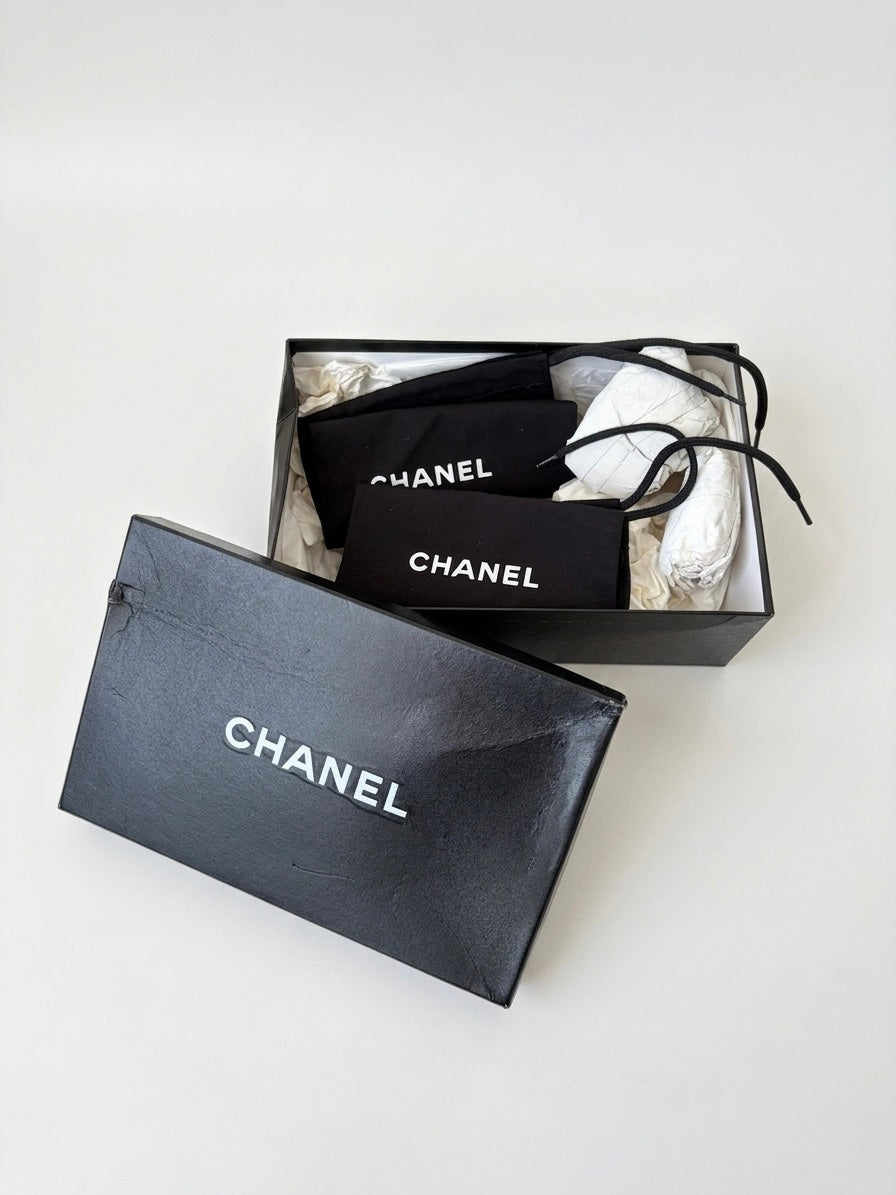 Chanel 2001 by Karl Lagerfeld Vintage Black Leather Chain T-Strap Heels (36.5 IT)