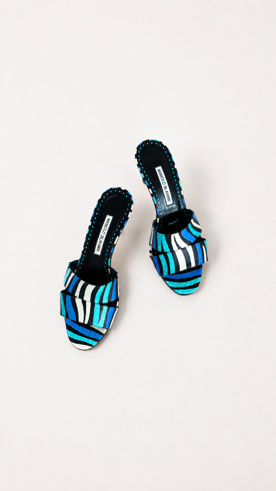 Manolo Blahnik Iacopo Snakeskin Mule Heels (37 IT)