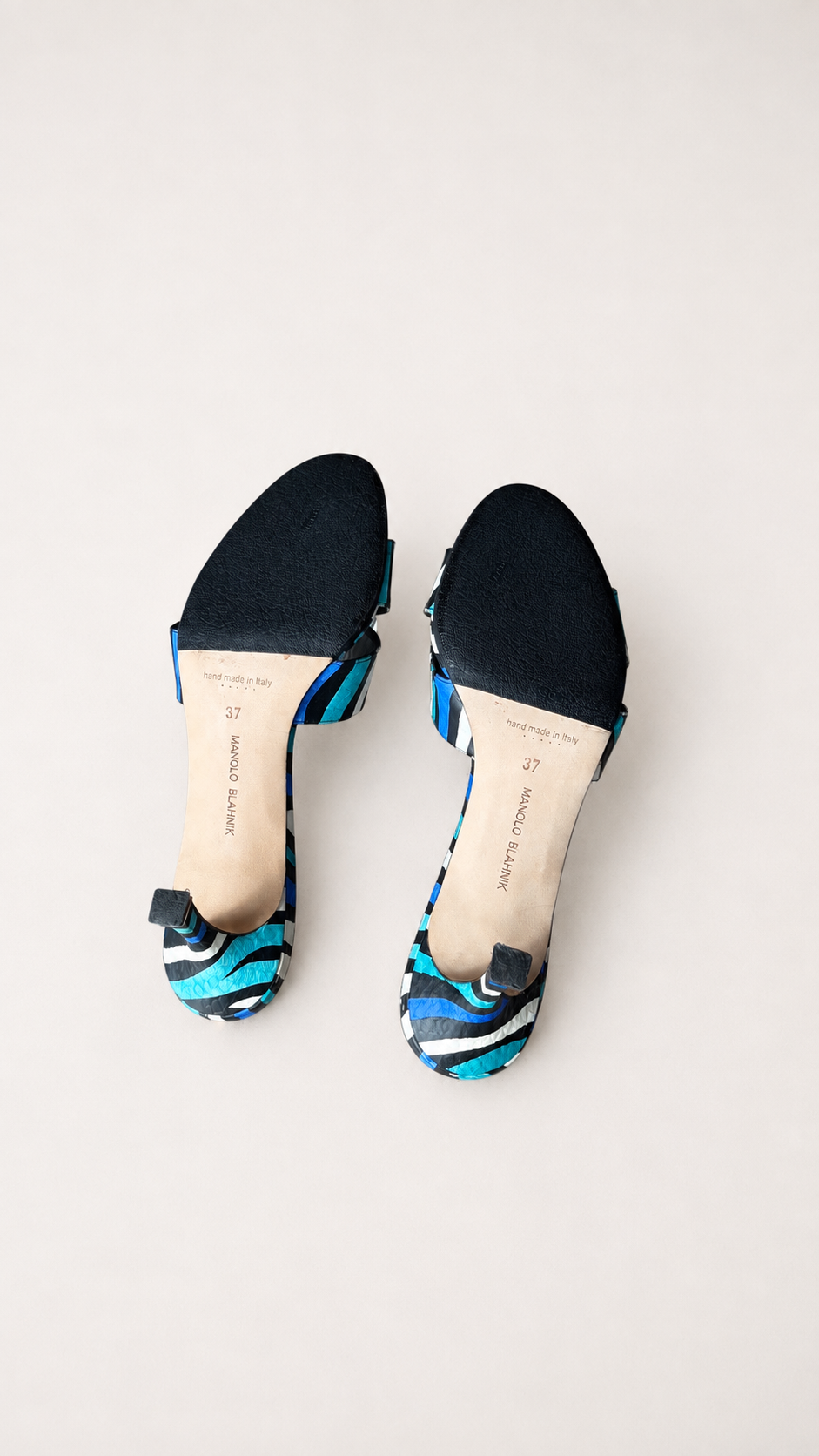 Manolo Blahnik Iacopo Snakeskin Mule Heels (37 IT)