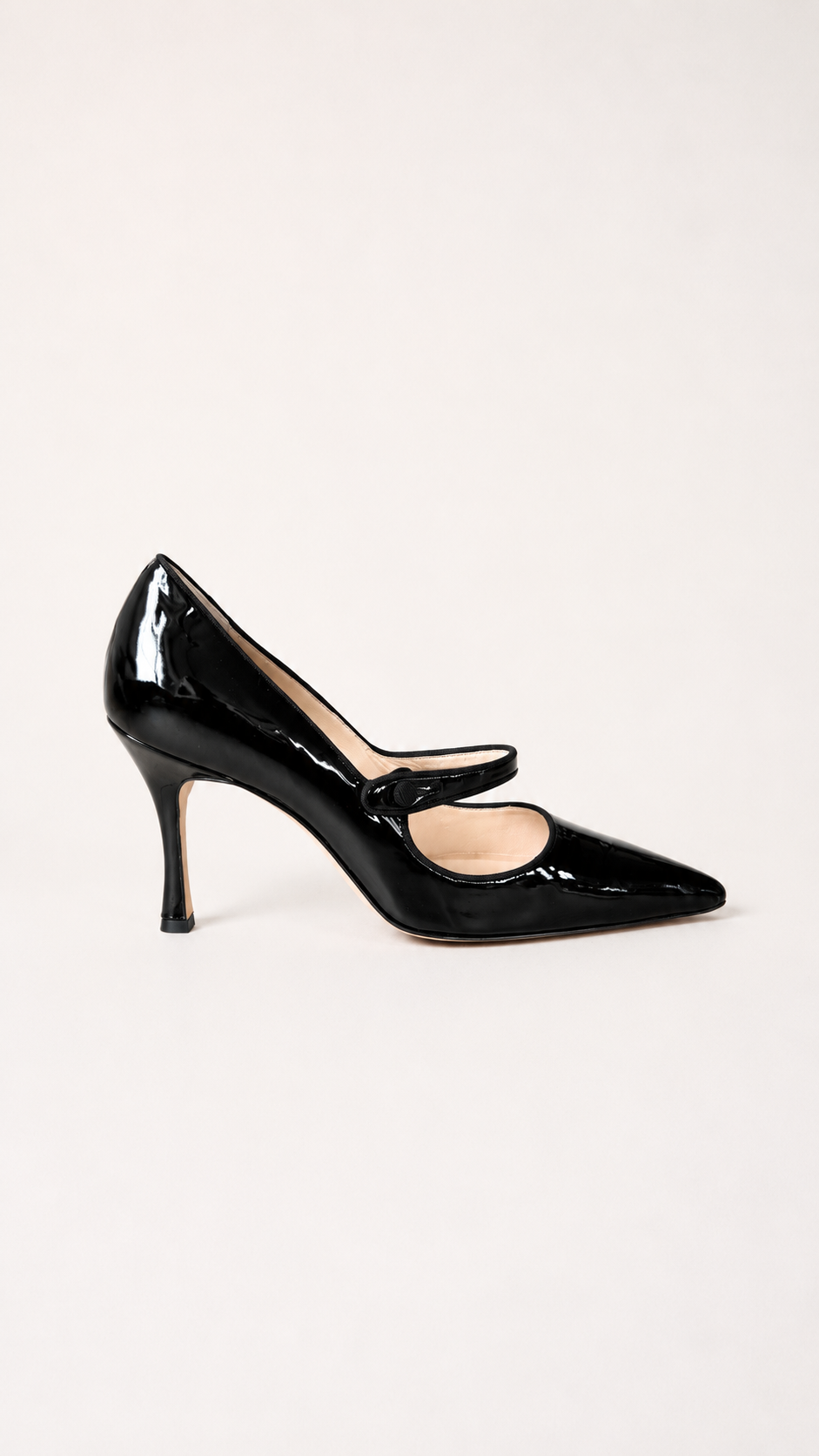 Manolo Blahnik Iconic Black Patent Leather Mary Jane Heels (38 IT)