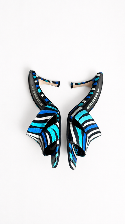 Manolo Blahnik Iacopo Snakeskin Mule Heels (37 IT)