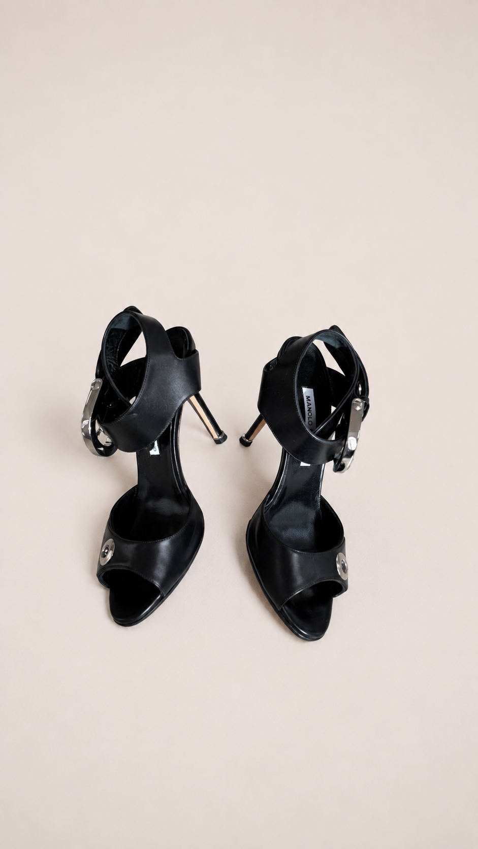 Manolo Blahnik Koyu Black Buckle Sandals (37 IT)