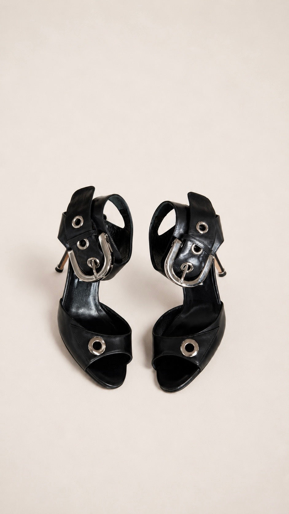 Manolo Blahnik Koyu Black Buckle Sandals (37 IT)