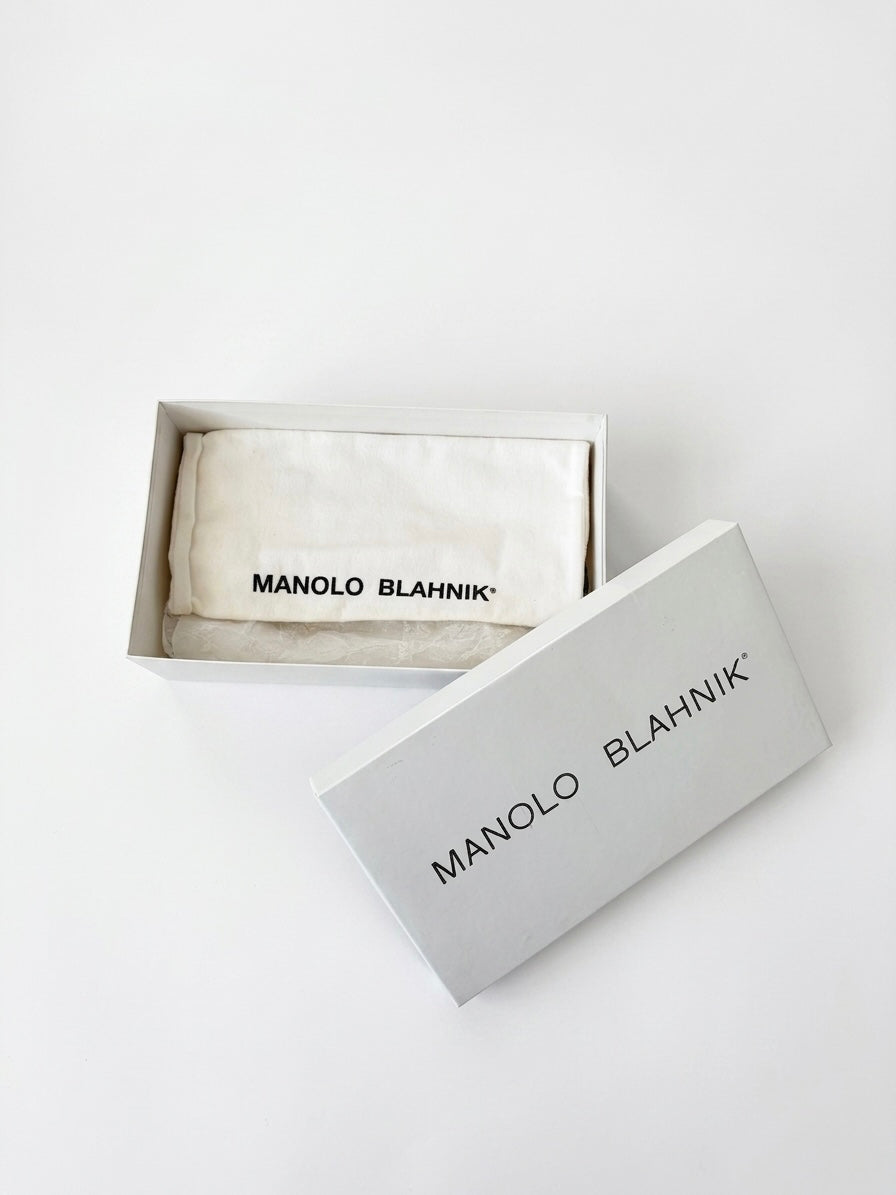 Manolo Blahnik Silver Crystal Embellished Sandal Heels (39 IT)