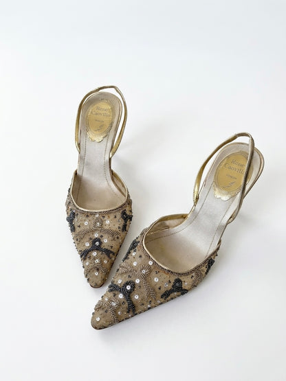 René Caovilla Vintage Beaded Slingback Heels (36 IT)
