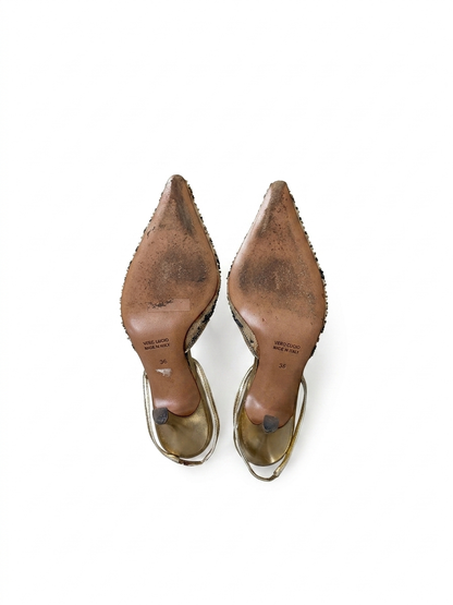 René Caovilla Vintage Beaded Slingback Heels (36 IT)